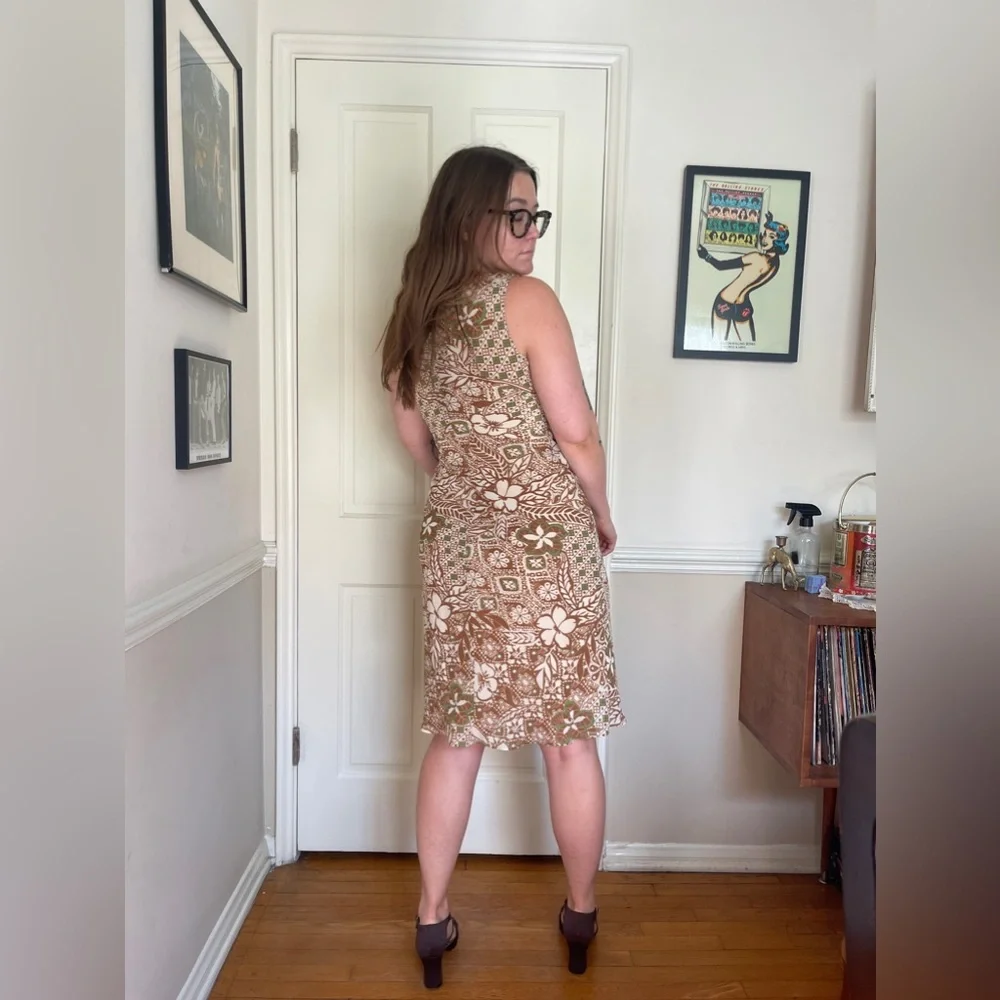 90s-Y2K Vintage Brown floral Sundress - Picture 3 of 9